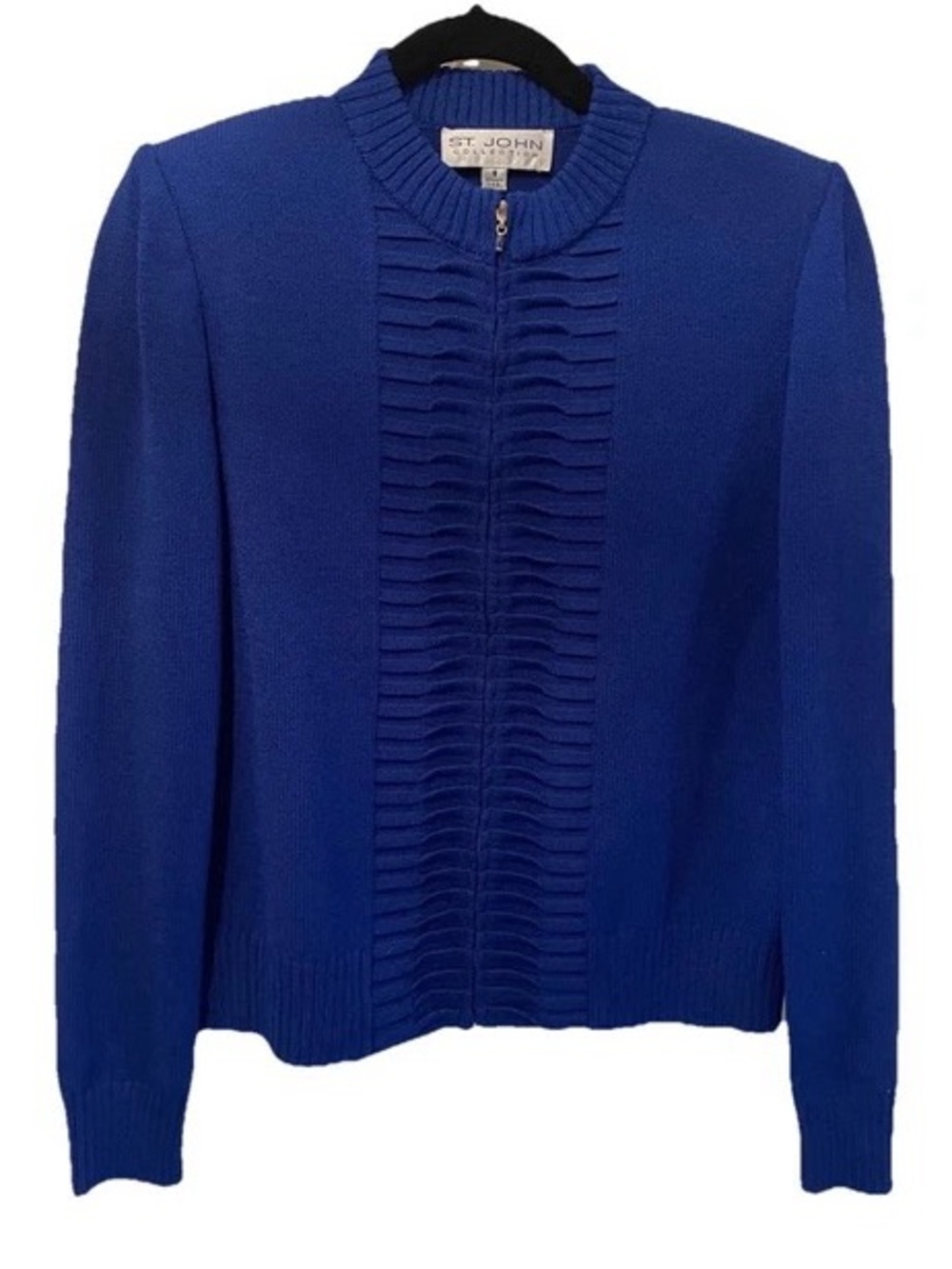 St. John Women’s Blue Zip-Front Knit Cardigan